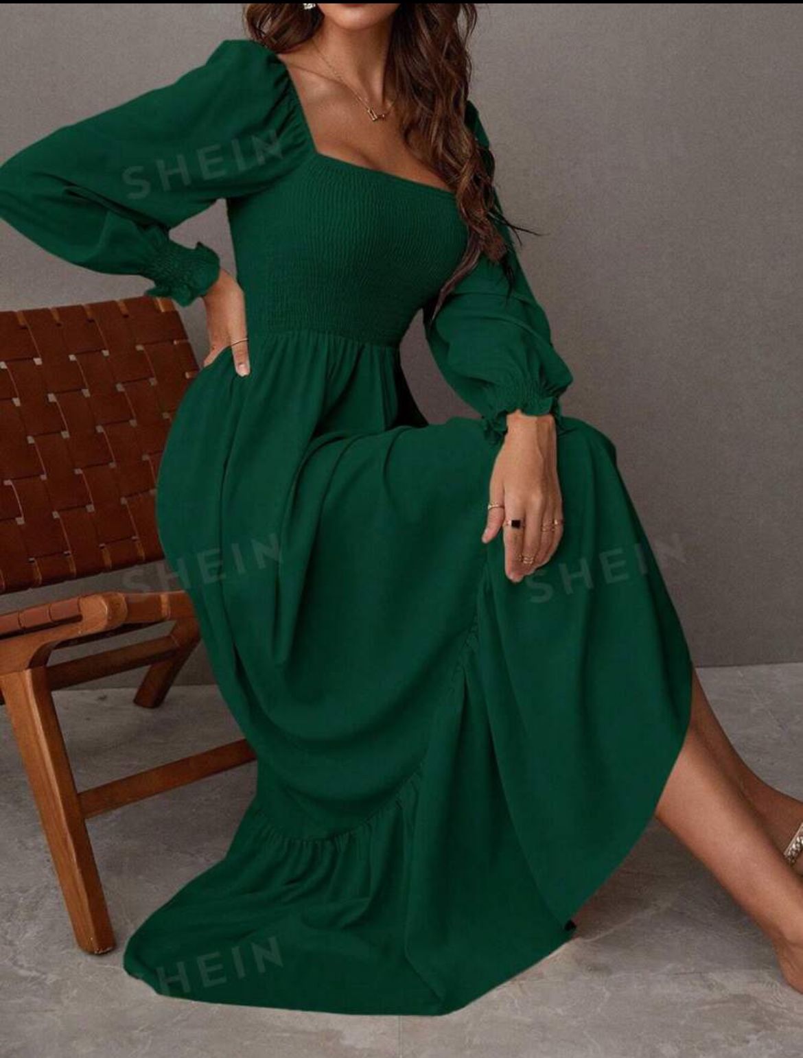 Vestido largo con elastico en la parte superior