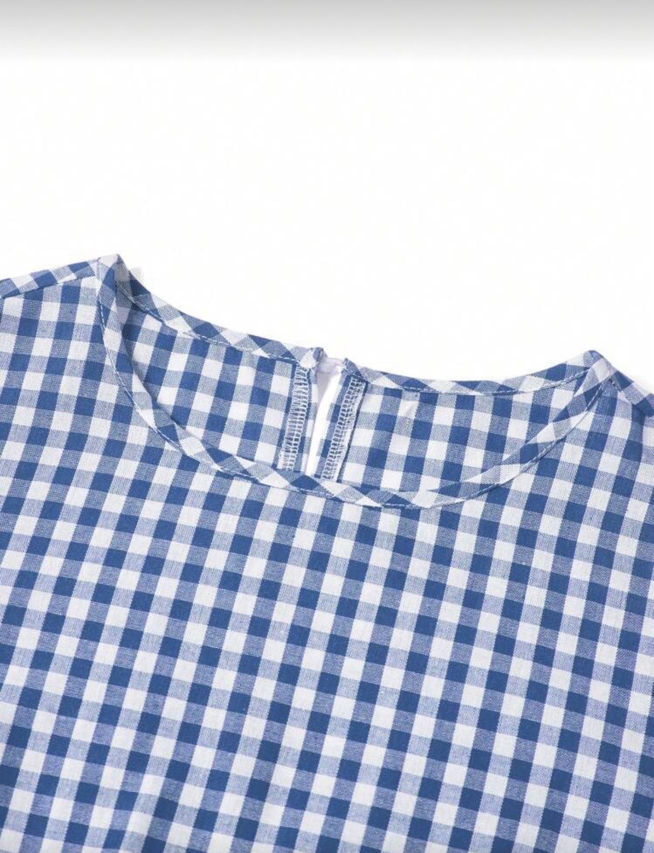 Vestido cuadriculado azul con blanco con cinturón