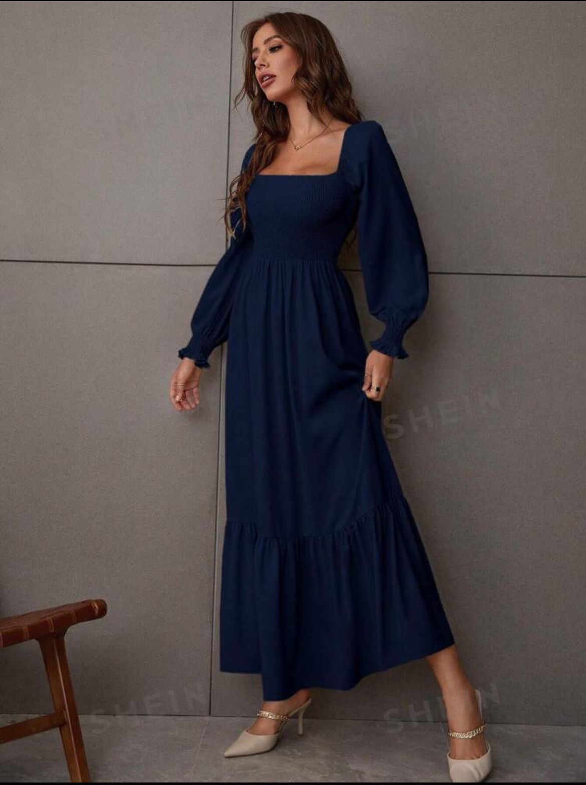 Vestido largo con elastico en la parte superior