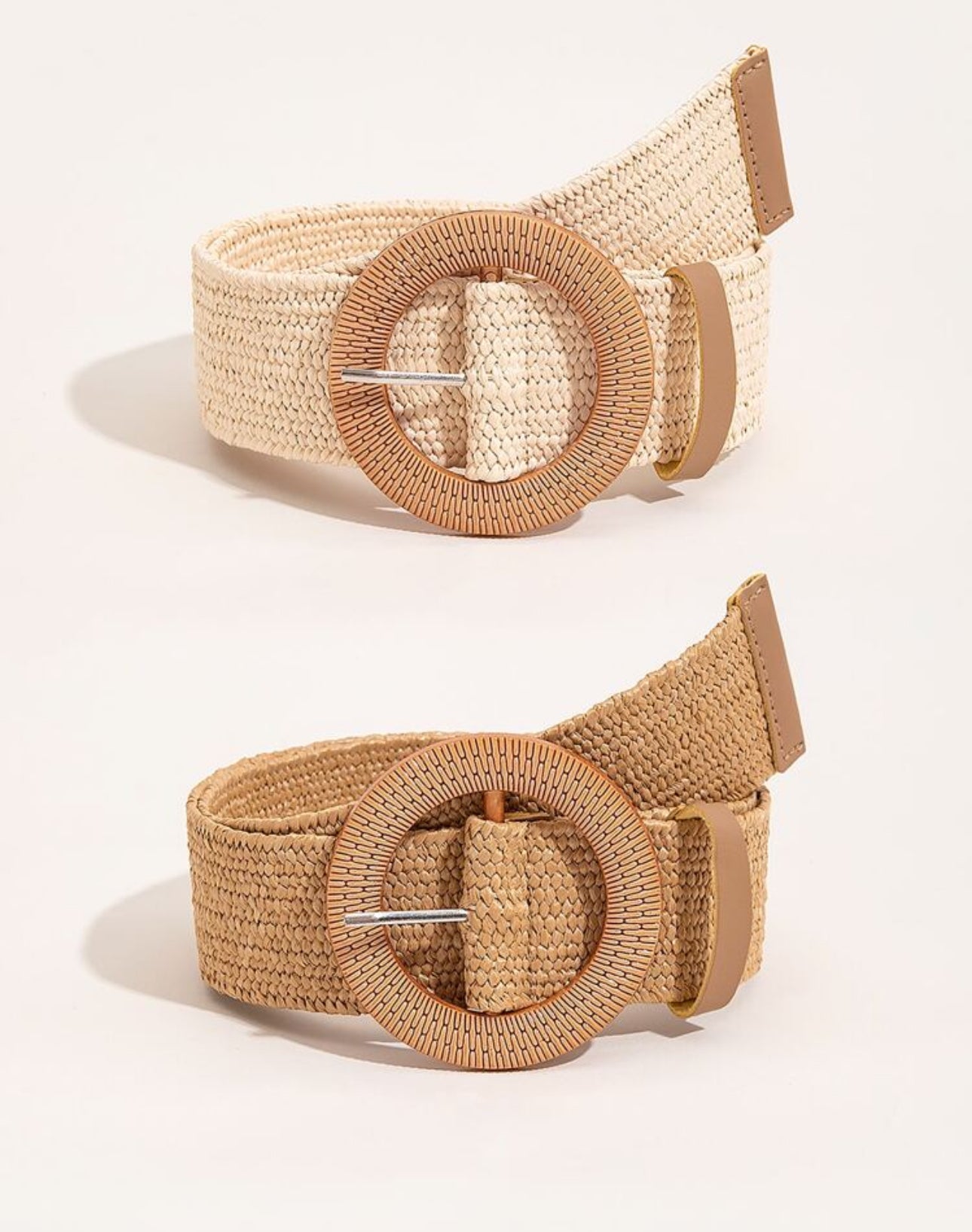 Faja beige oscura hebilla circular