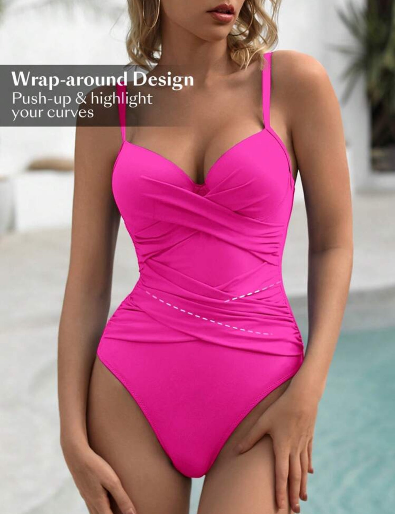 Traje de bano rosado con push up y control abdominal