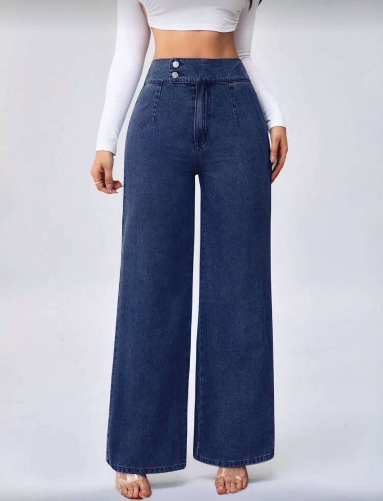 Jean azul vaquero cintura alta estilo casual