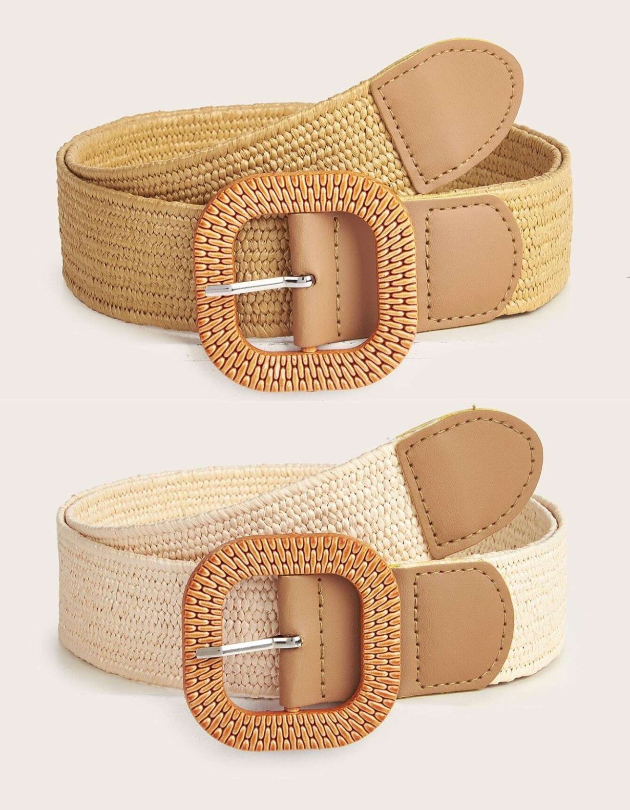 Faja beige oscura hebilla cuadrada