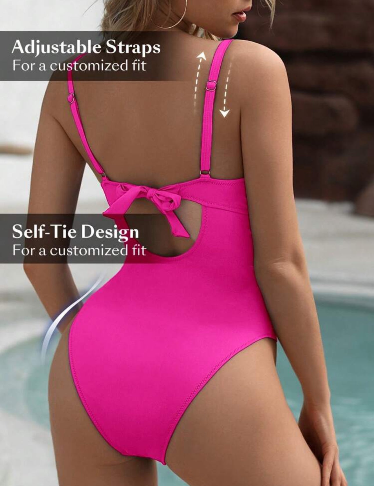 Traje de bano rosado con push up y control abdominal