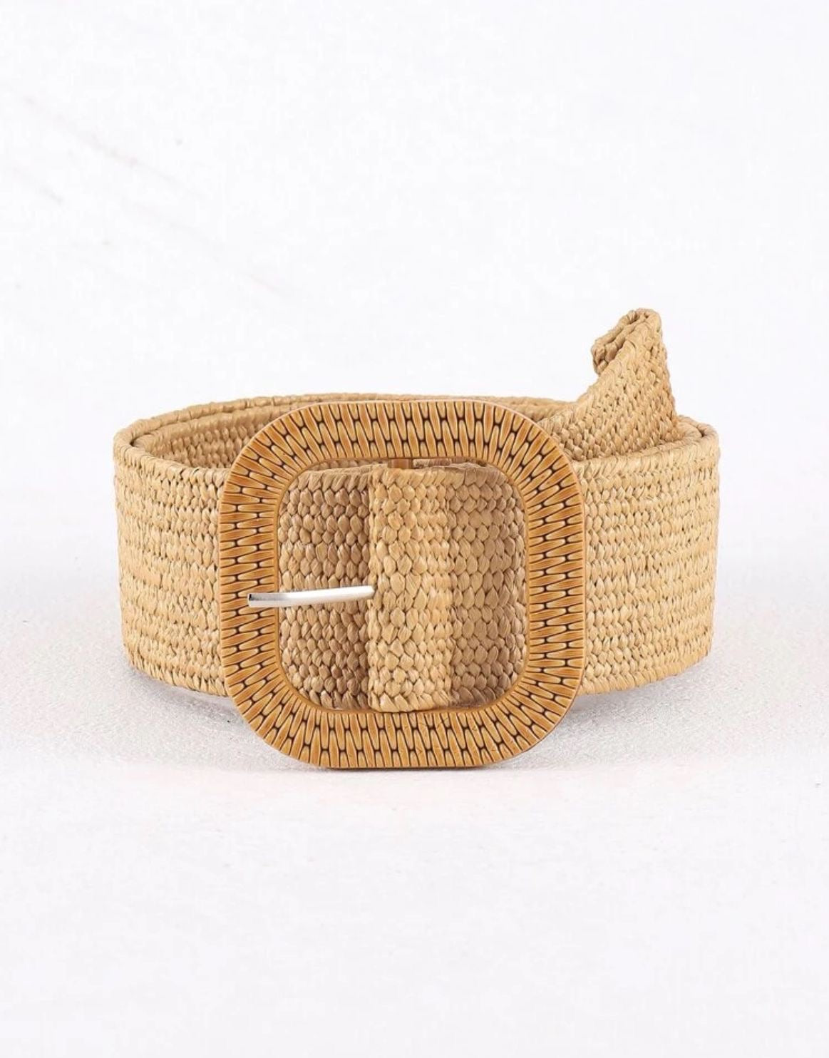 Faja beige oscura hebilla cuadrada