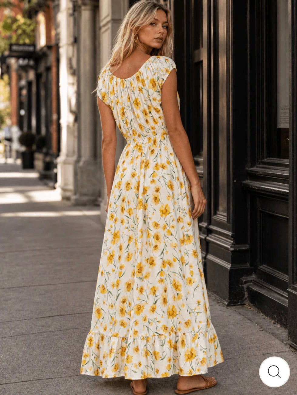 Vestido amarillo maxi floral