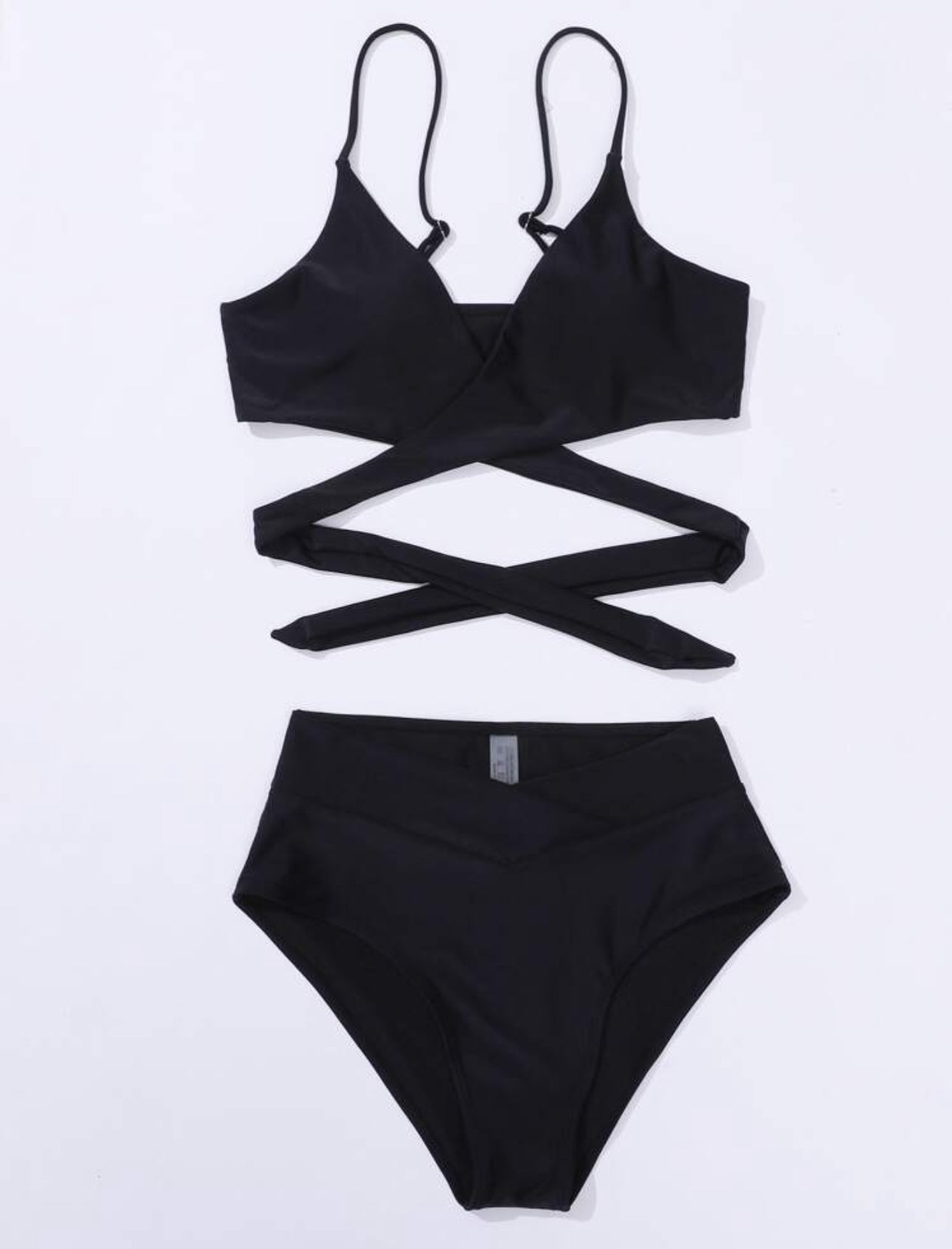 Traje de bano negro bikini con lazo