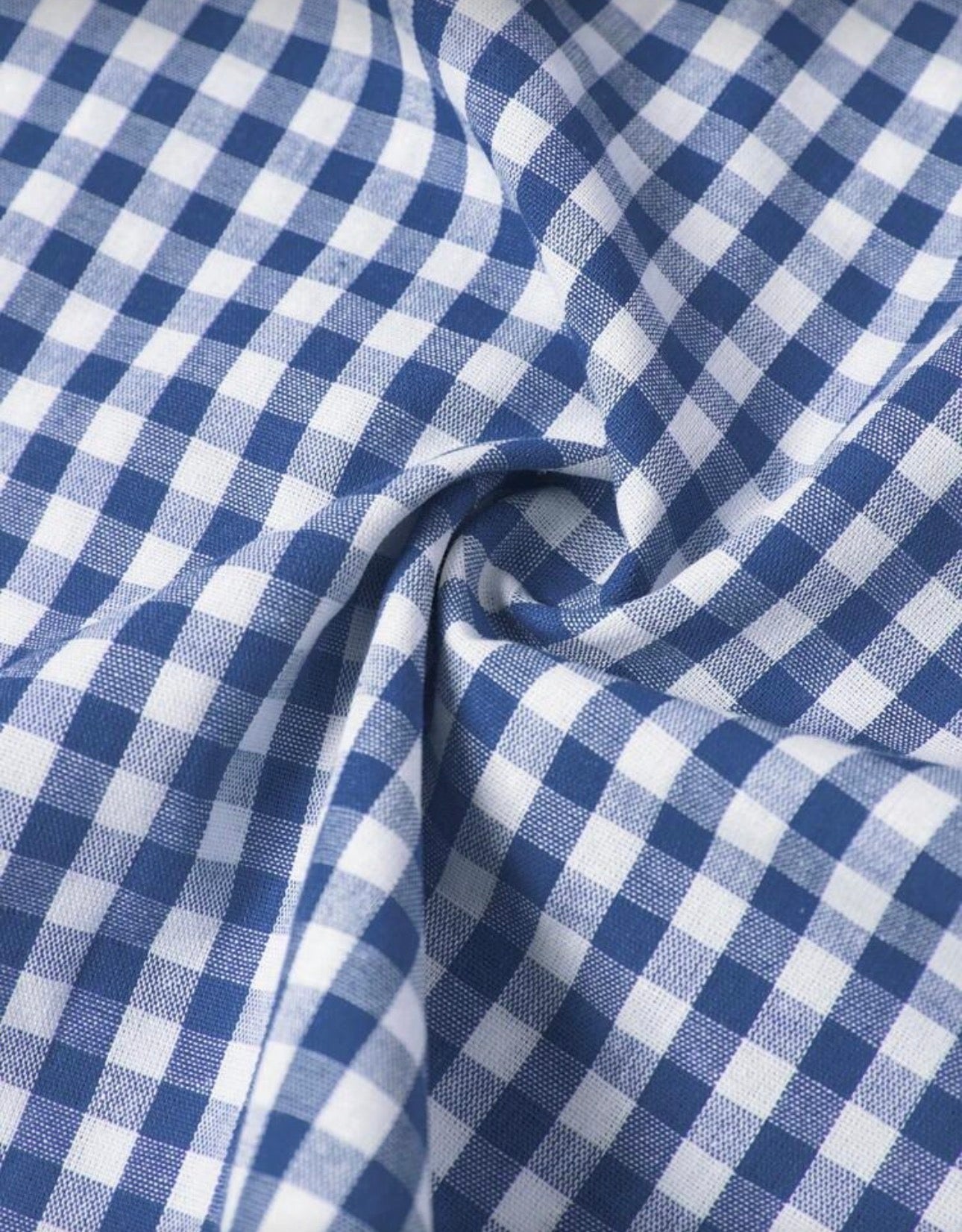Vestido cuadriculado azul con blanco con cinturón