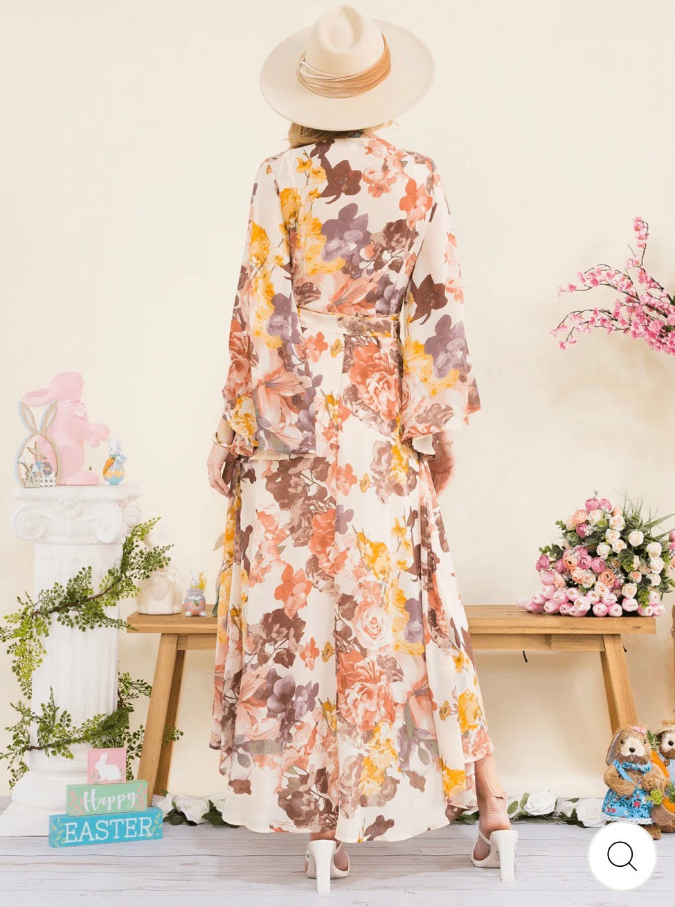 Vestido maxi floral peach