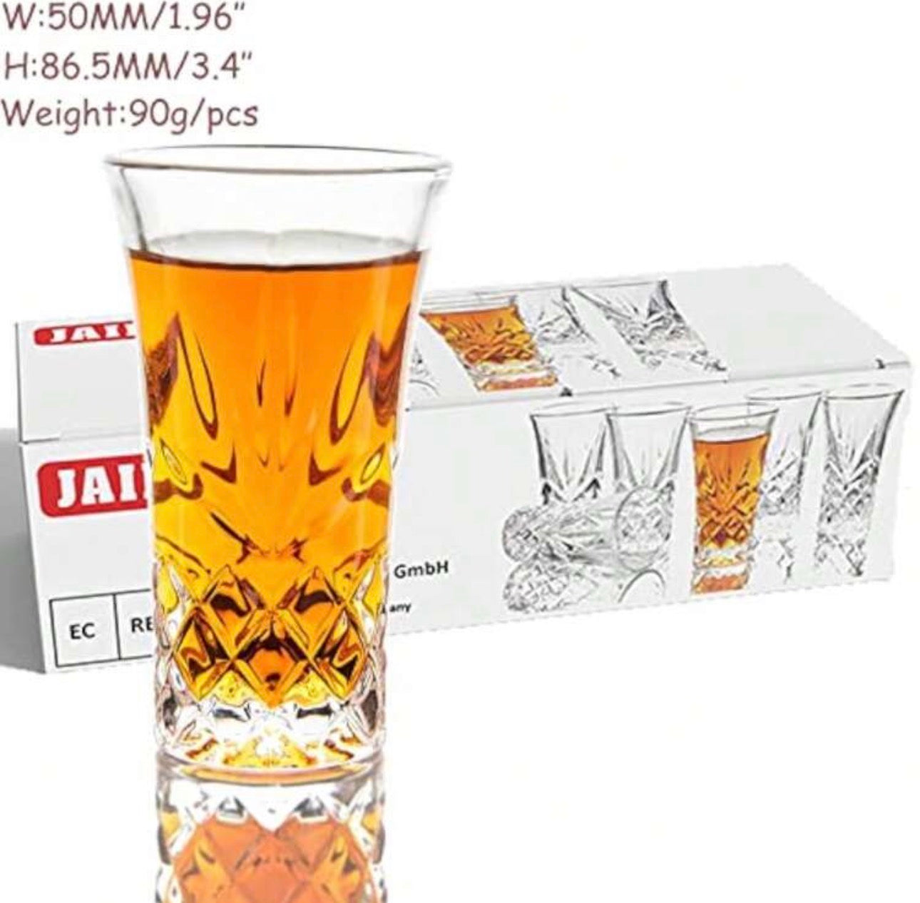 6 vasos de tequila de 2 onzas cada uno
