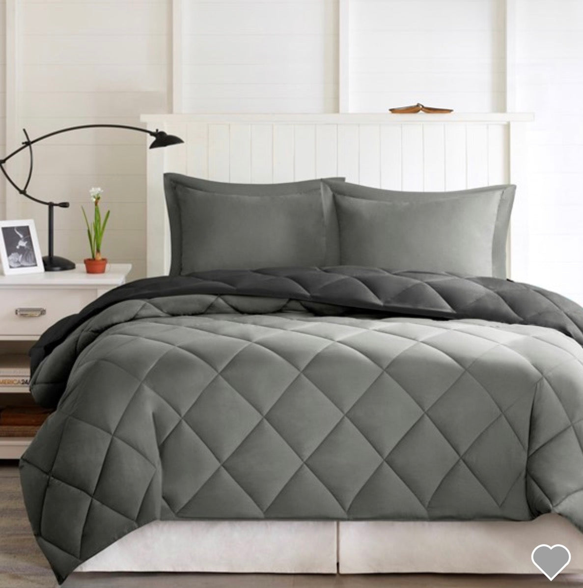 Madison Park Essentials Larkspur Comforter Set, 3 Piezas, Gris, Full/Queen