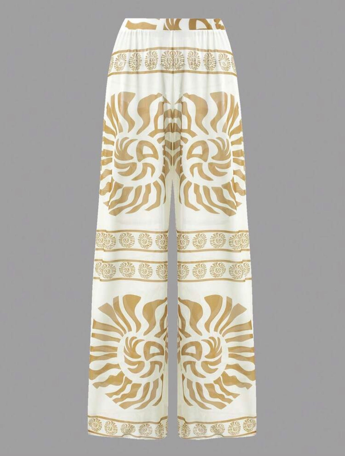 Conjunto traje de baño y pantalón beige (dos piezas)