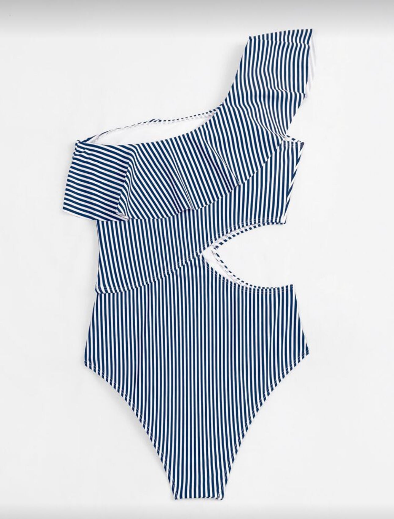 Traje de baño lineas azul marino y blancas