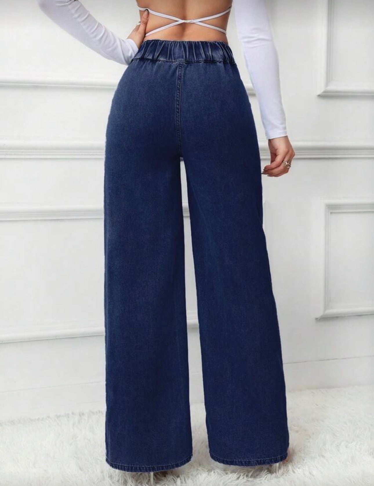Jean azul vaquero cintura alta estilo casual