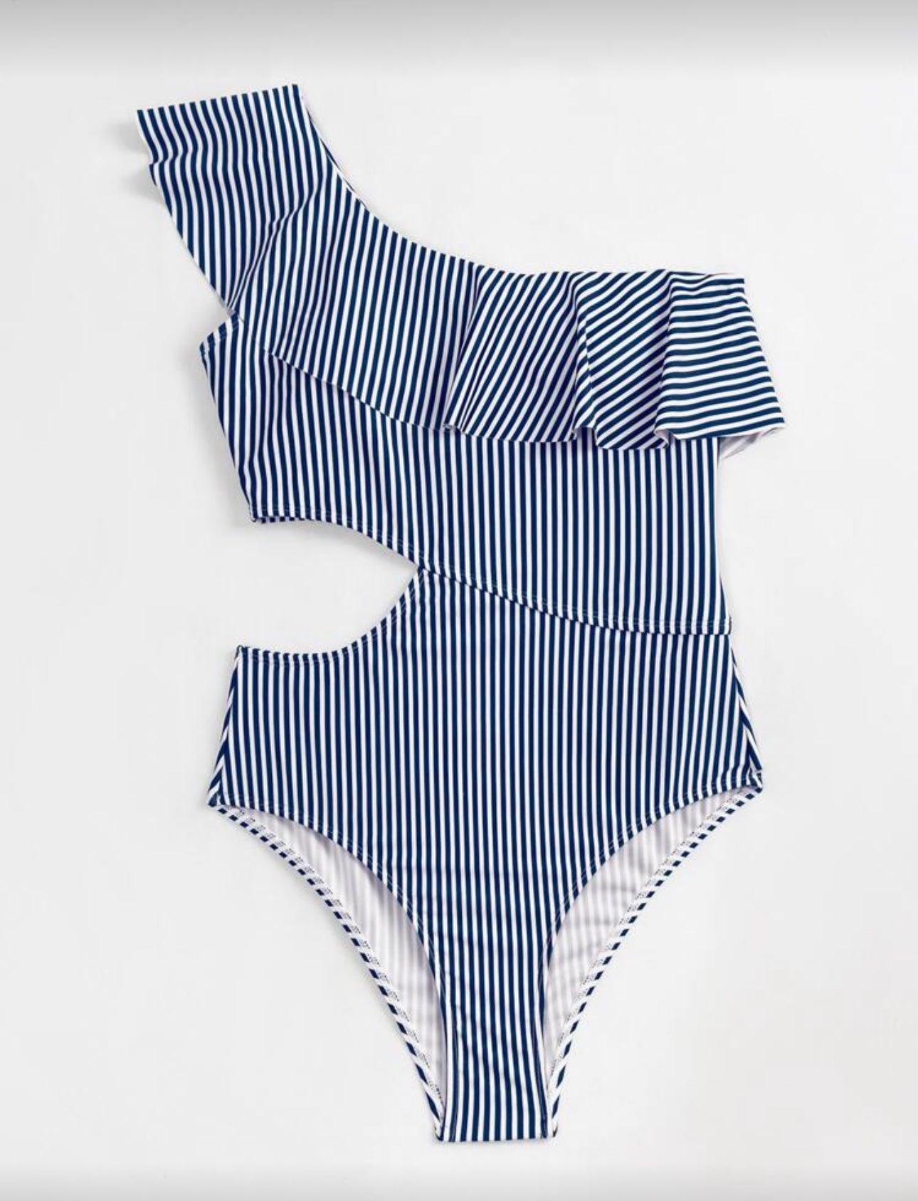 Traje de baño lineas azul marino y blancas