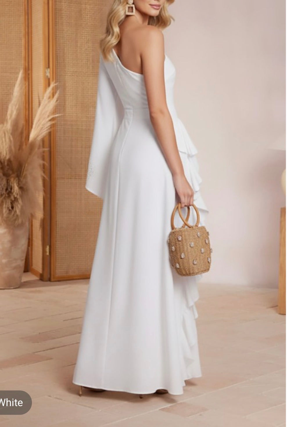 Vestido blanco maxi one shoulder