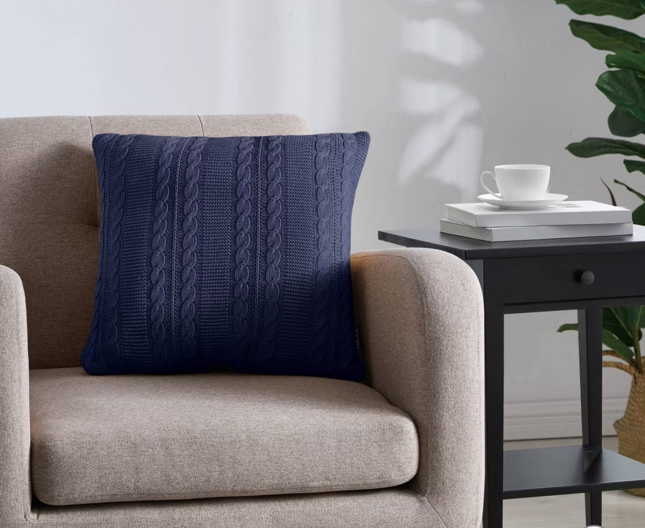 Dublin Square Throw Pillow Navy VCNY 18”x18”