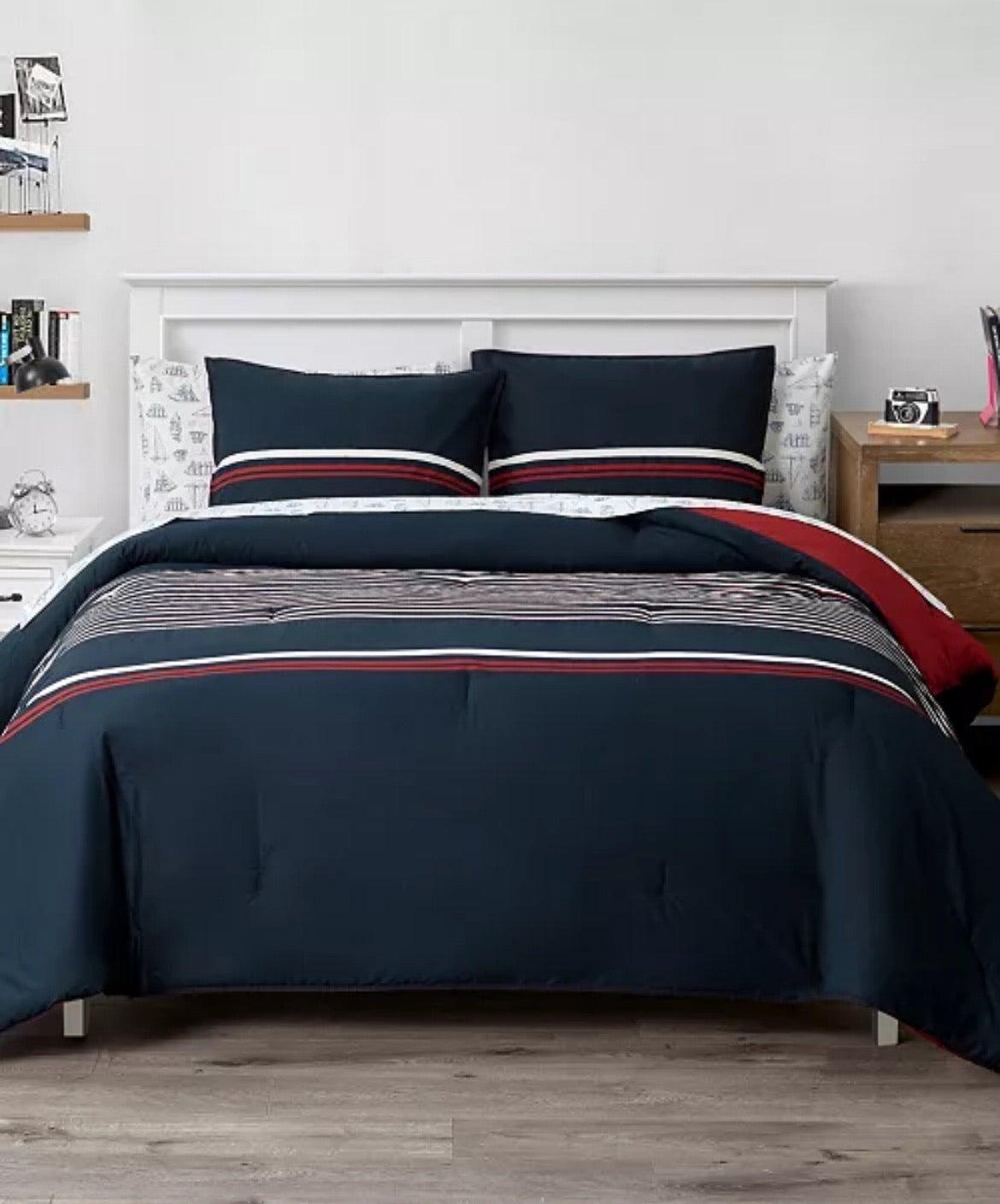 Nautica Mineola Twin Duvet Cover Set Navy Twin