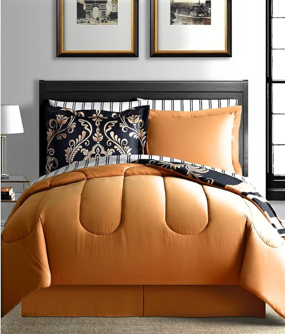 Fairfield Square Collection Lanwood Home Sabrina Damask 8-Piece Bed-in-A-Bag Comforter Set . 8 piezas. King.