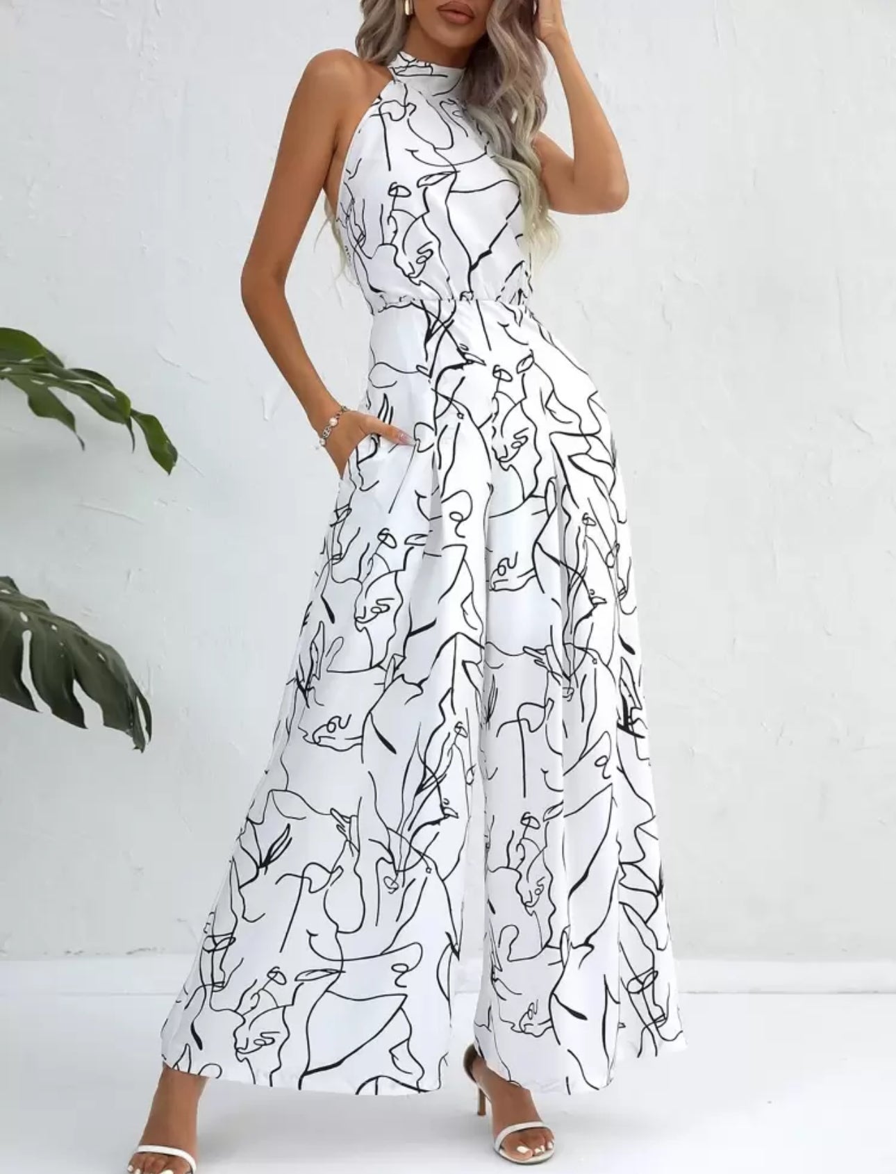 Jumpsuit blanco líneas negras