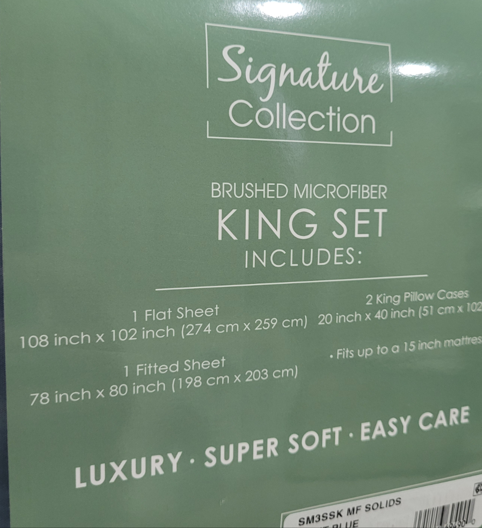 Signature Collection - Brushed Fiber Sheet Set, 4 Piezas, Azul, King
