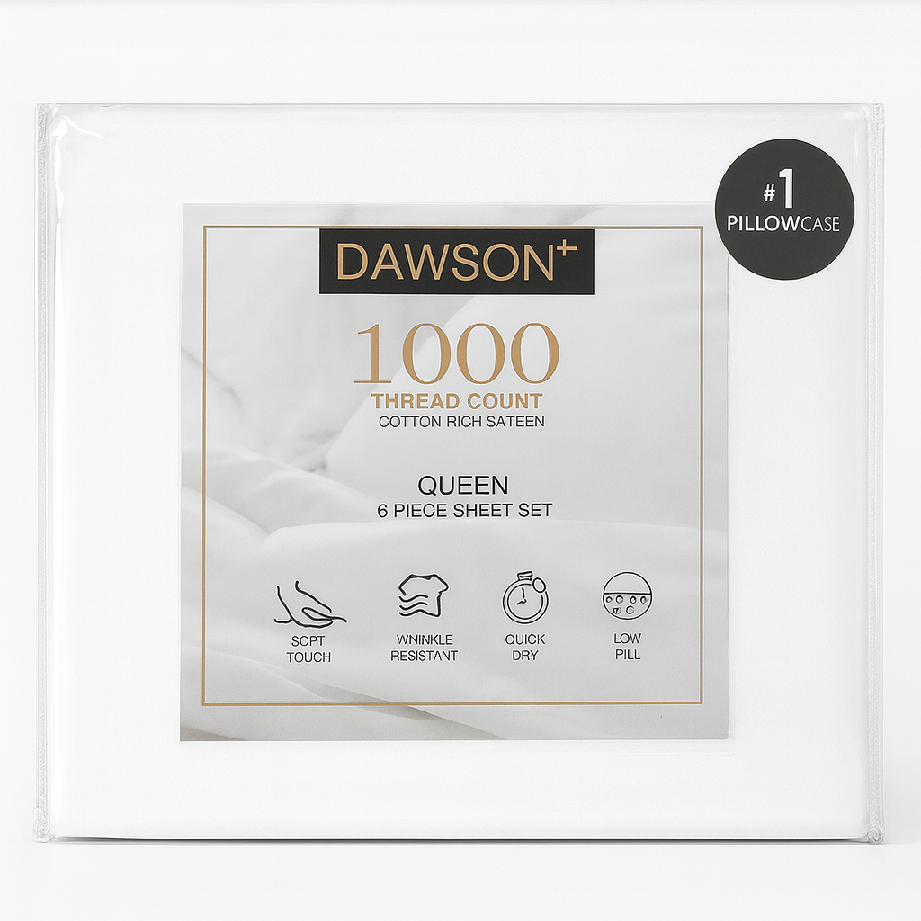 Dawson 1000-Thread Count Cotton Blend Sheet Set - Blanco, 6 Piezas, Queen