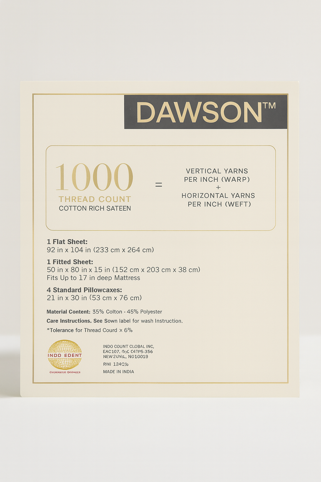 Dawson 1000-Thread Count Cotton Blend Sheet Set - Blanco, 6 Piezas, Queen
