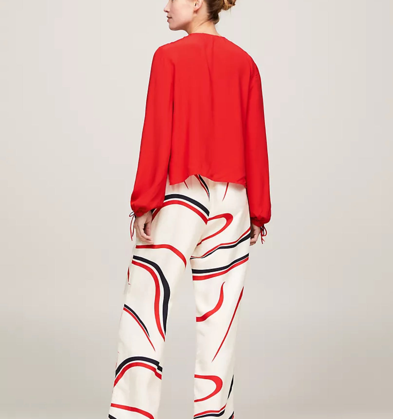 Camisa manga larga color rojo Tommy Hilfiger - relaxed fit crepe blouse