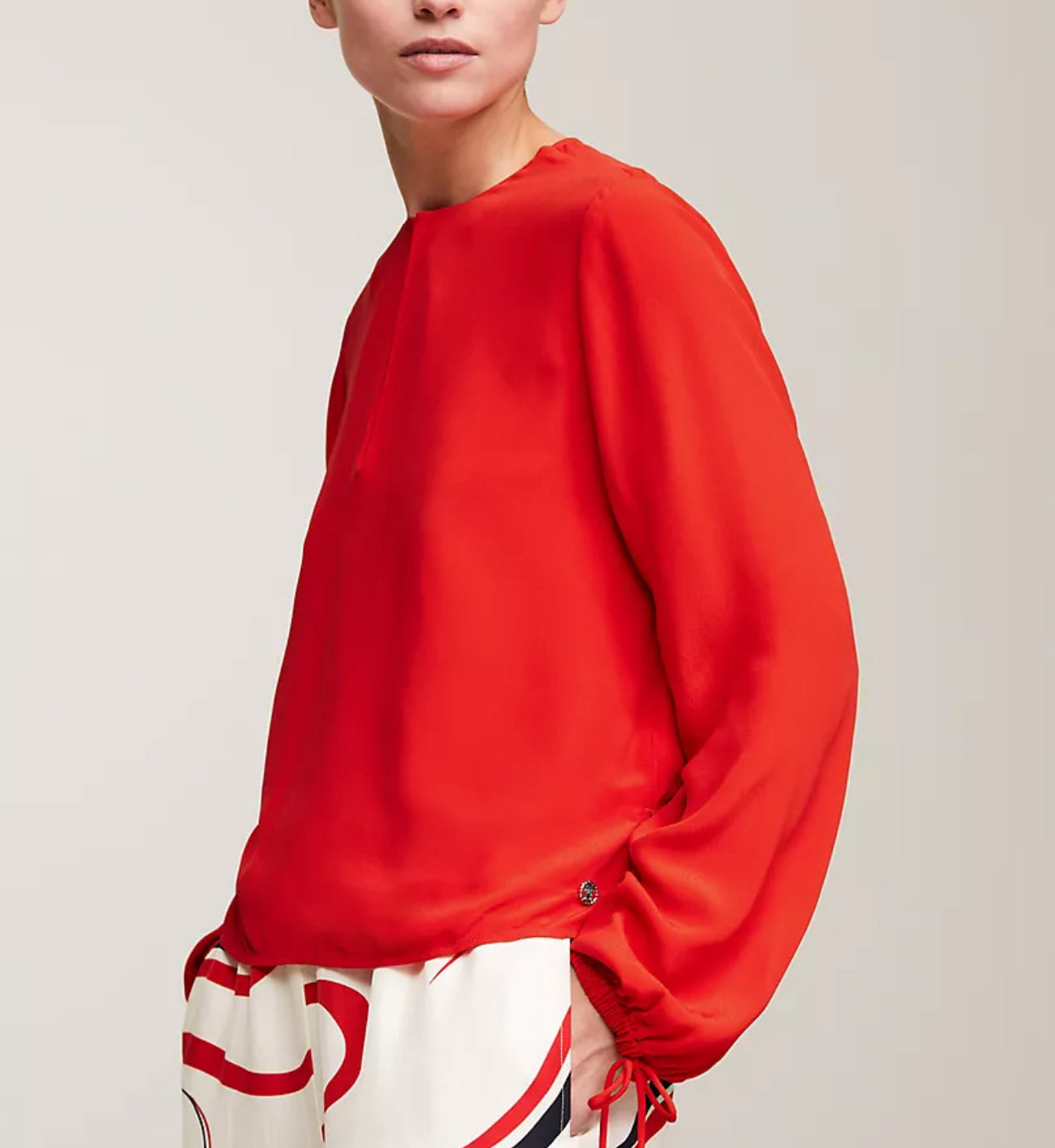 Camisa manga larga color rojo Tommy Hilfiger - relaxed fit crepe blouse