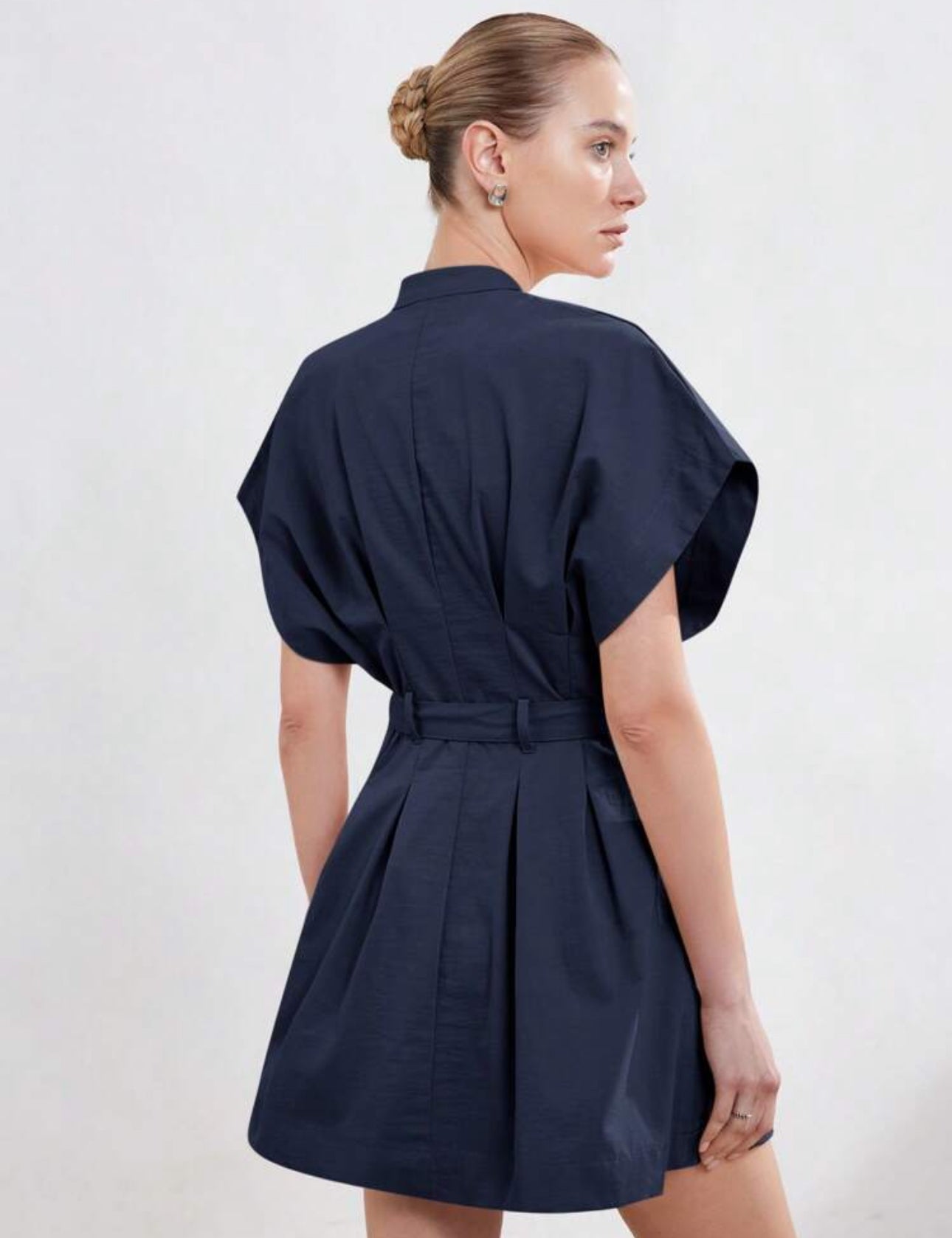 Vestido estilo europeo azul marino
