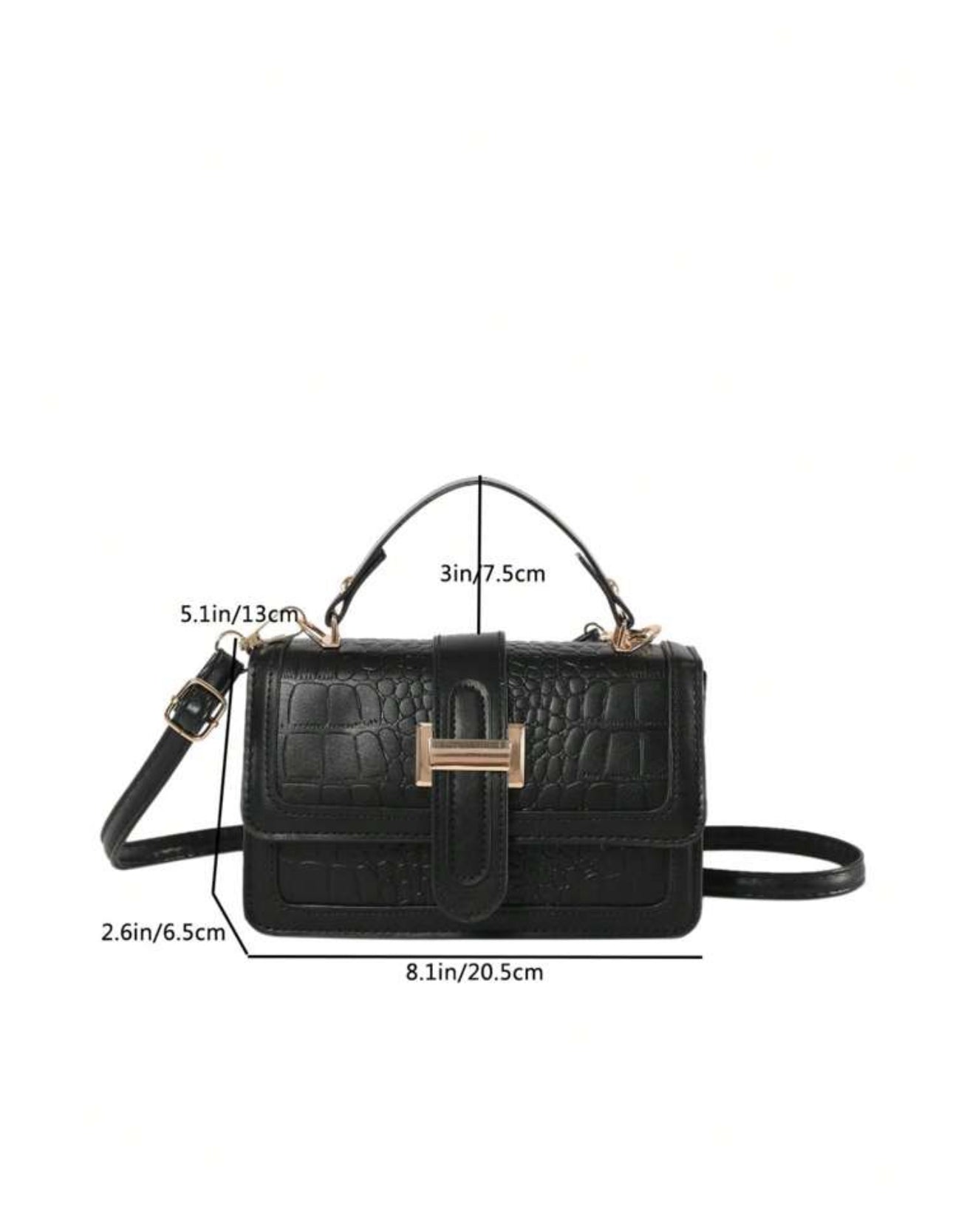 Cartera de mano color negra estilo: cuadrada y con textura