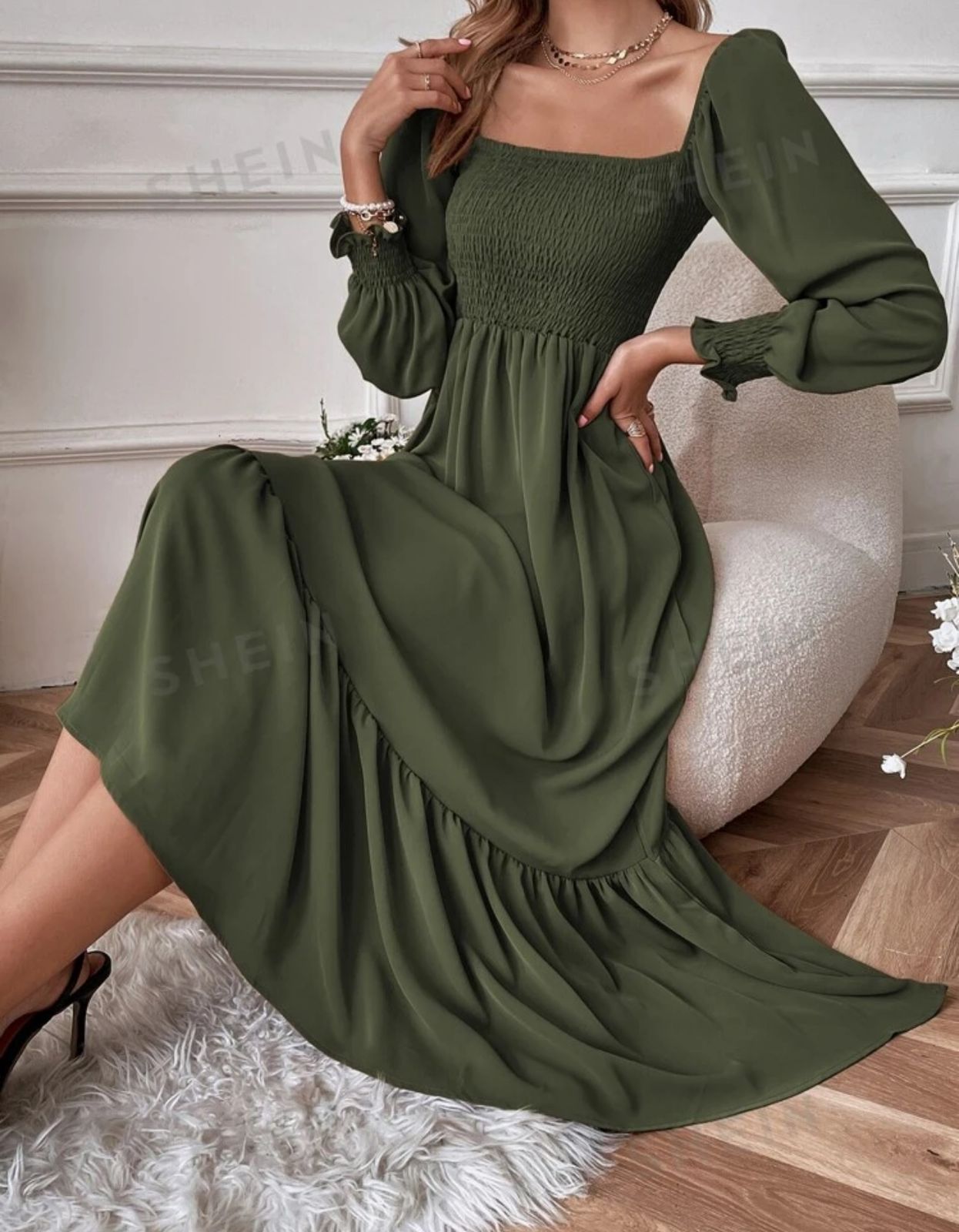 Vestido largo con elastico en la parte superior