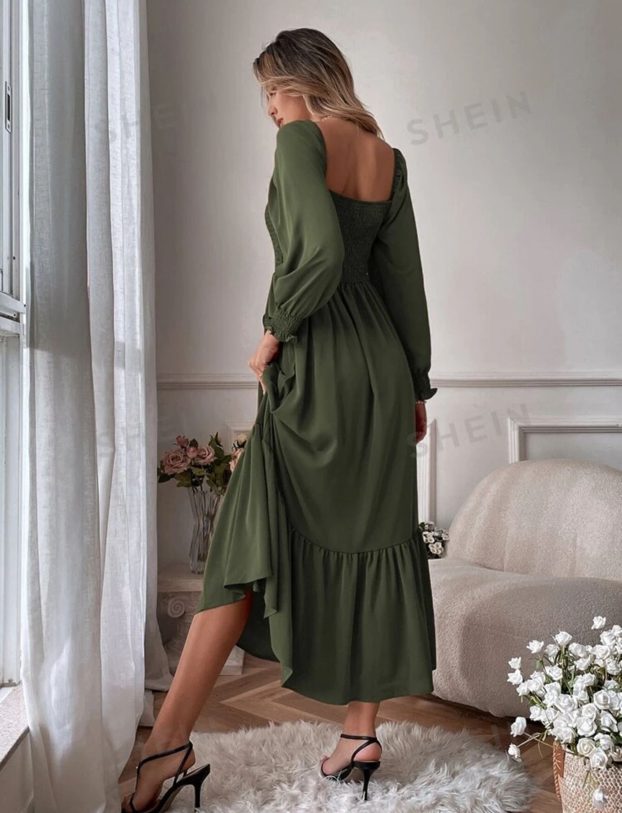 Vestido largo con elastico en la parte superior
