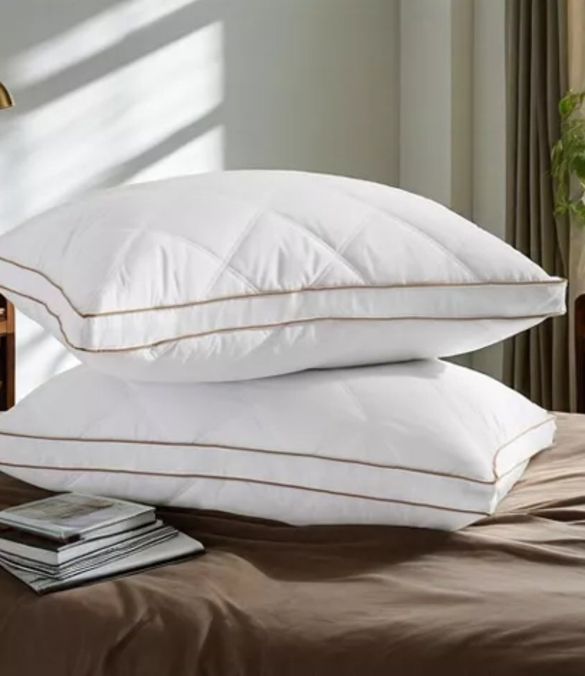 Peace Nest Goose Feather Down Pillow White Quilted Cotton Cover, 1 Almohada