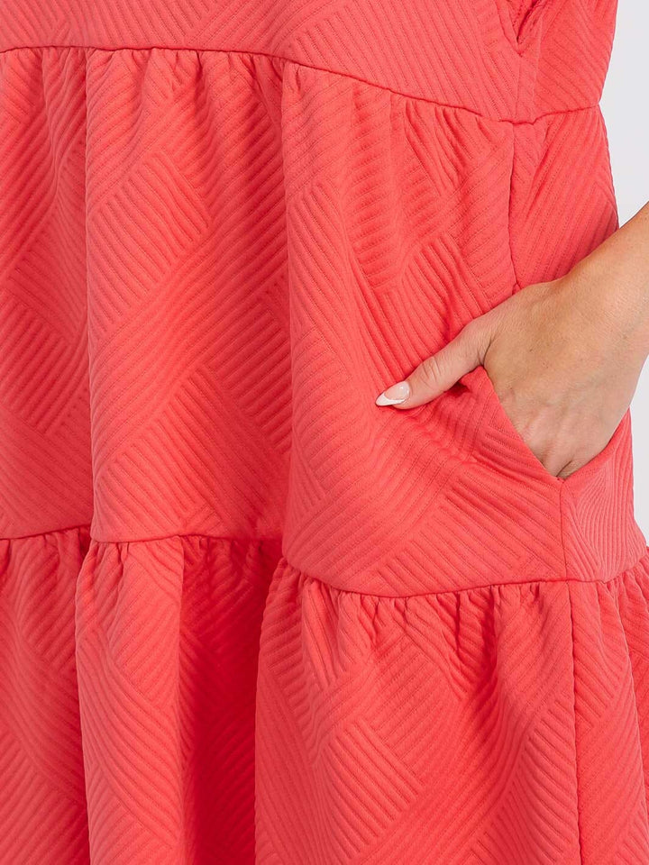 Vestido corto salmón con bolsillos