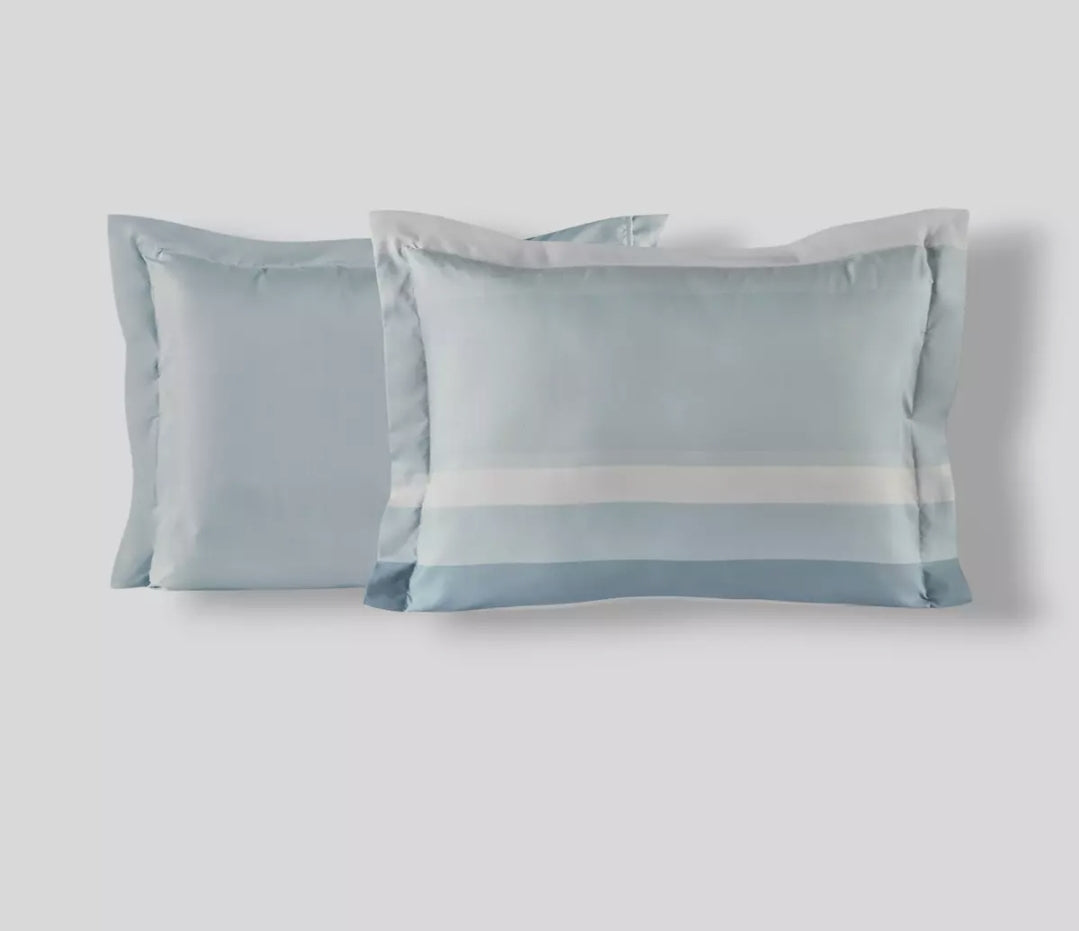 Lanwood Home Austin Stripe/Solid Reversible Comforter Set 9 Piezas, Azul, Queen