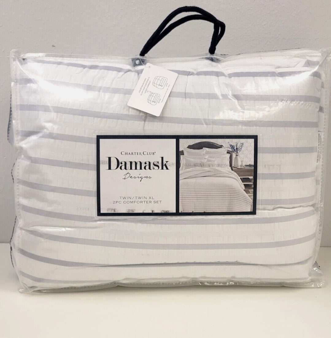 Charter Club Damask Collection Comforter Set, 2 Piezas Blanco, Twin