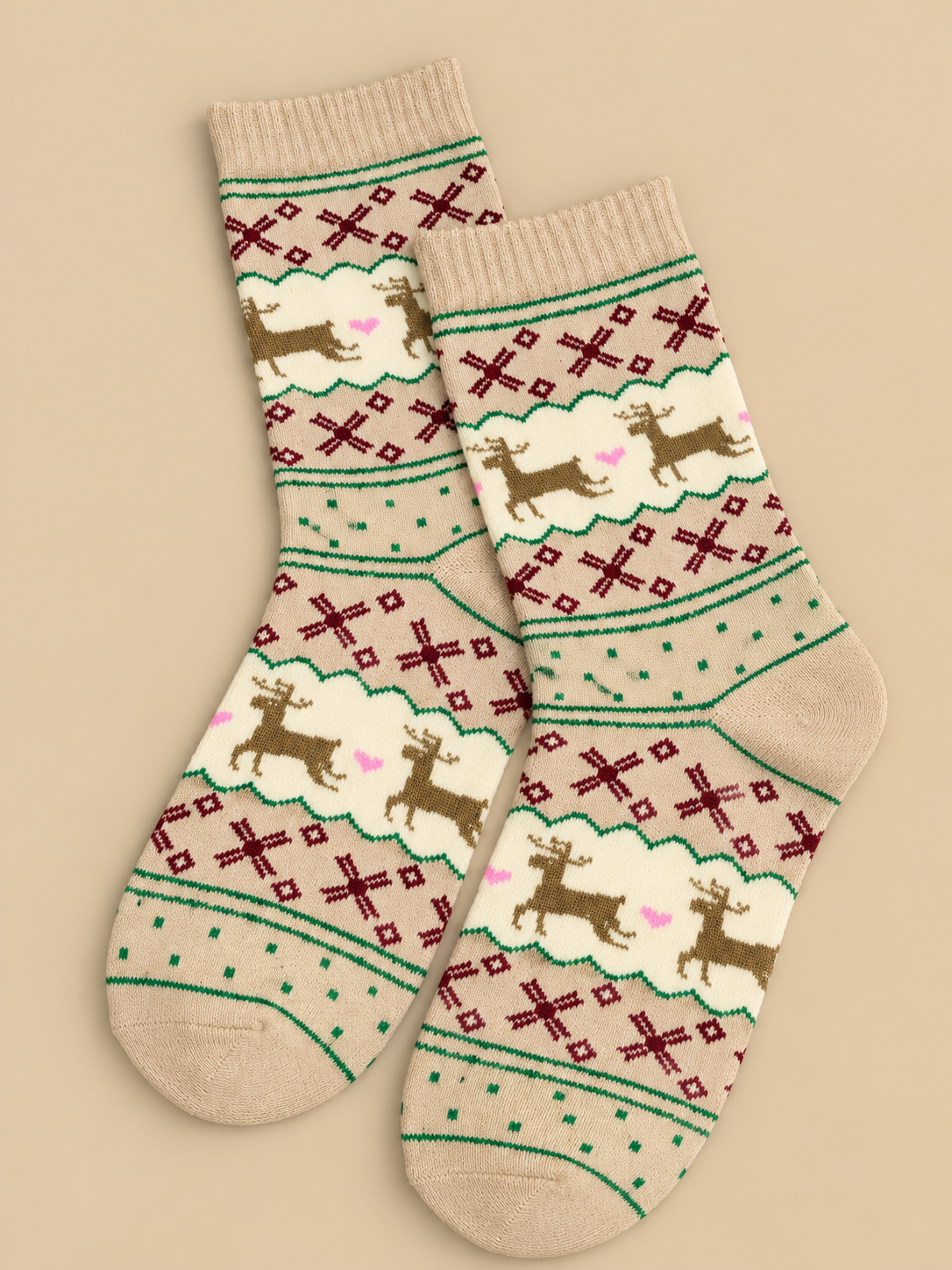 Calcetines de Renos Cafe y Beige