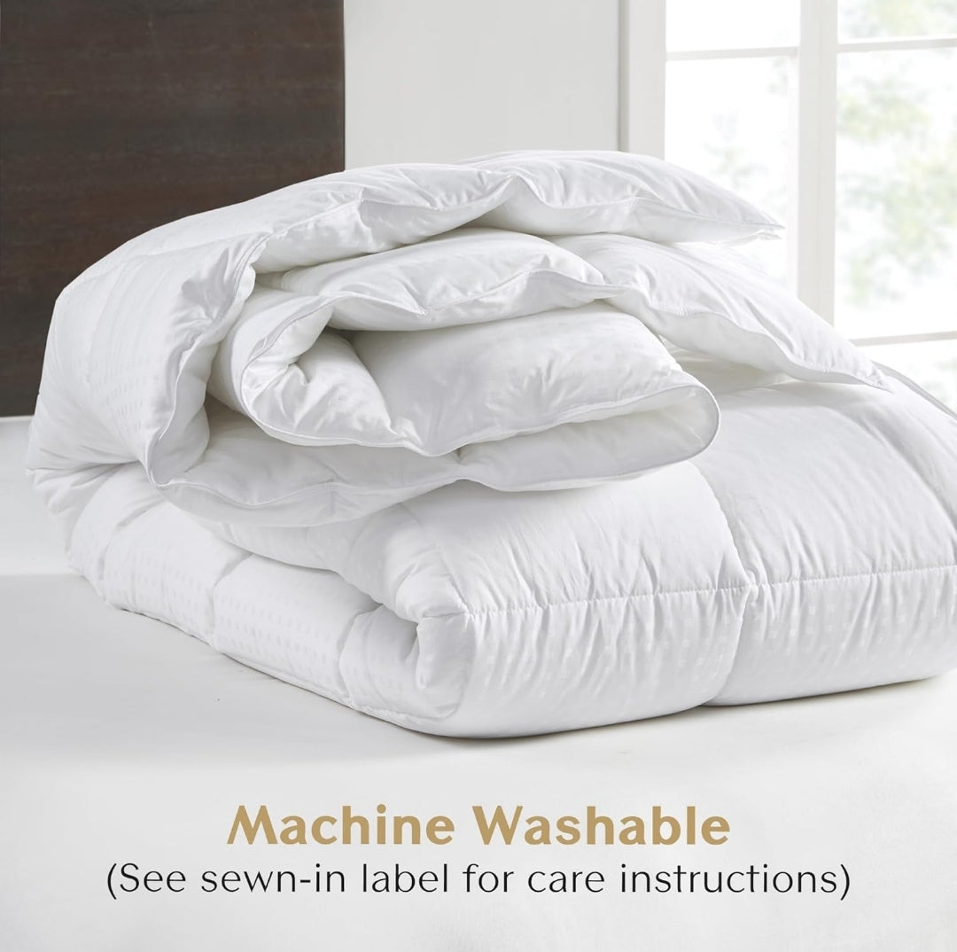 CROSCILL Queen Comforter Soft Cotton Dobby Top Design Solid Reverse, Blanco, 1 edredón