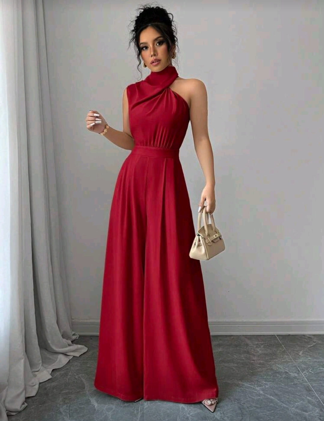 Jumpsuit Rojo de Pierna Ancha