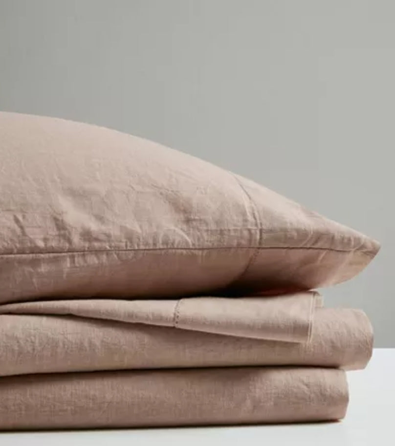 Madison Park Sheet Set 55% Cotton 45% Linen, Café, 4 Piezas, Full