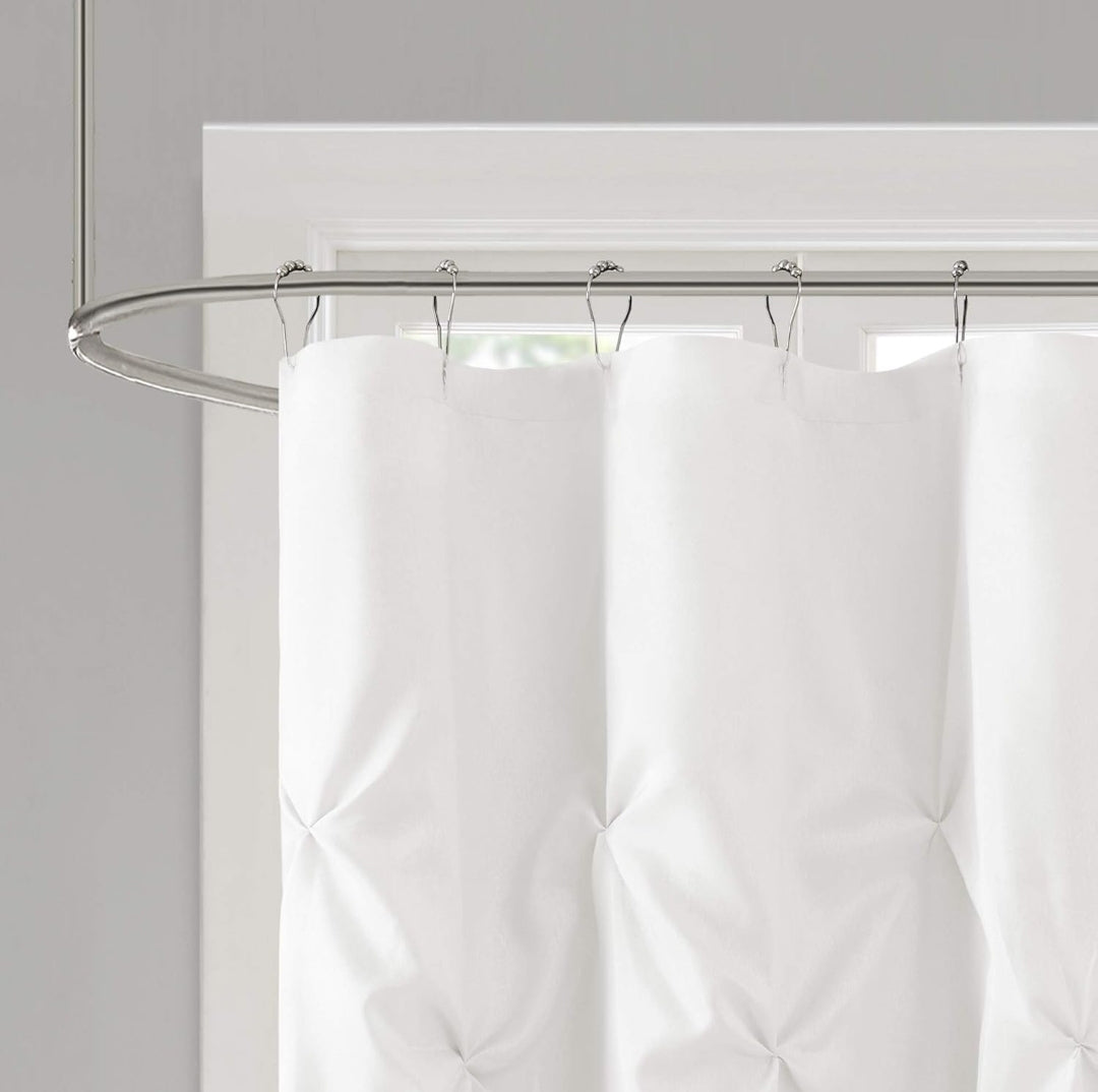 Madison Park Laurel White Shower Curtain, Solid Transitional Shower Curtains for Bathroom, 72 X 72, 1 cortina de baño, Blanco