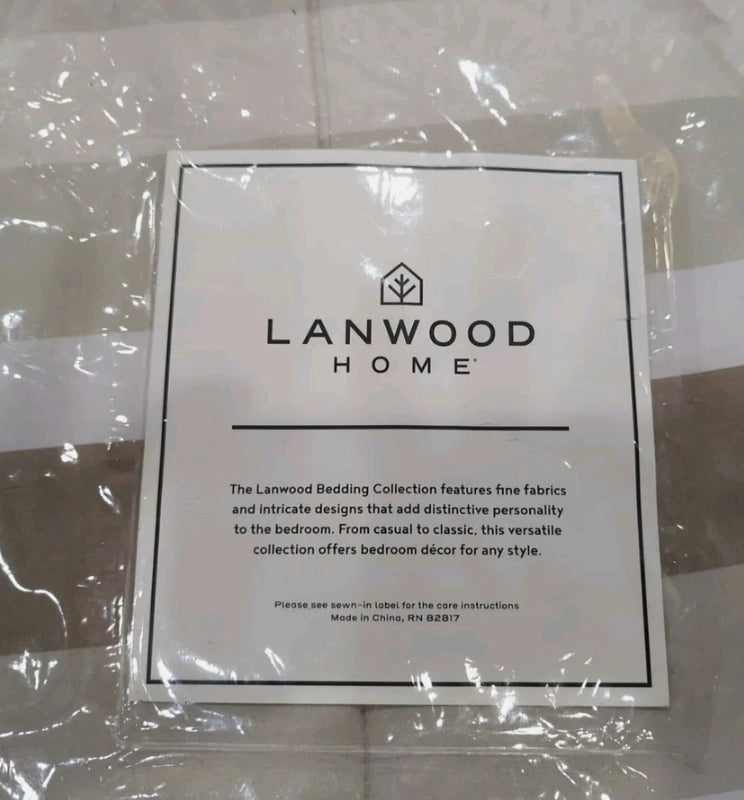 Lanwood Home Austin Striped Comforter Set, Café, 8 Piezas, Queen