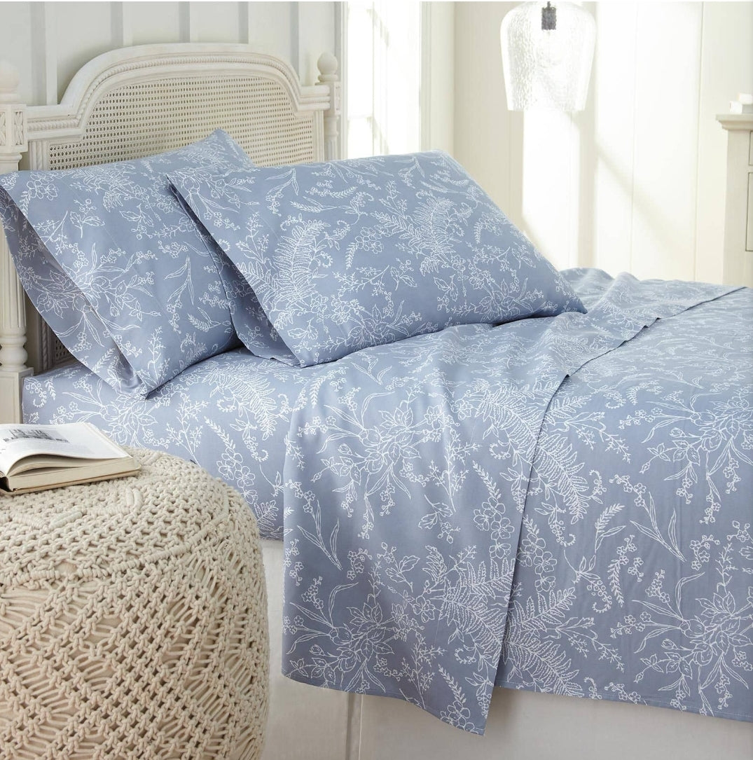 Southshore, oversized quilt set, Winter Brush Sheet Set, 3 piezas,King, Azul