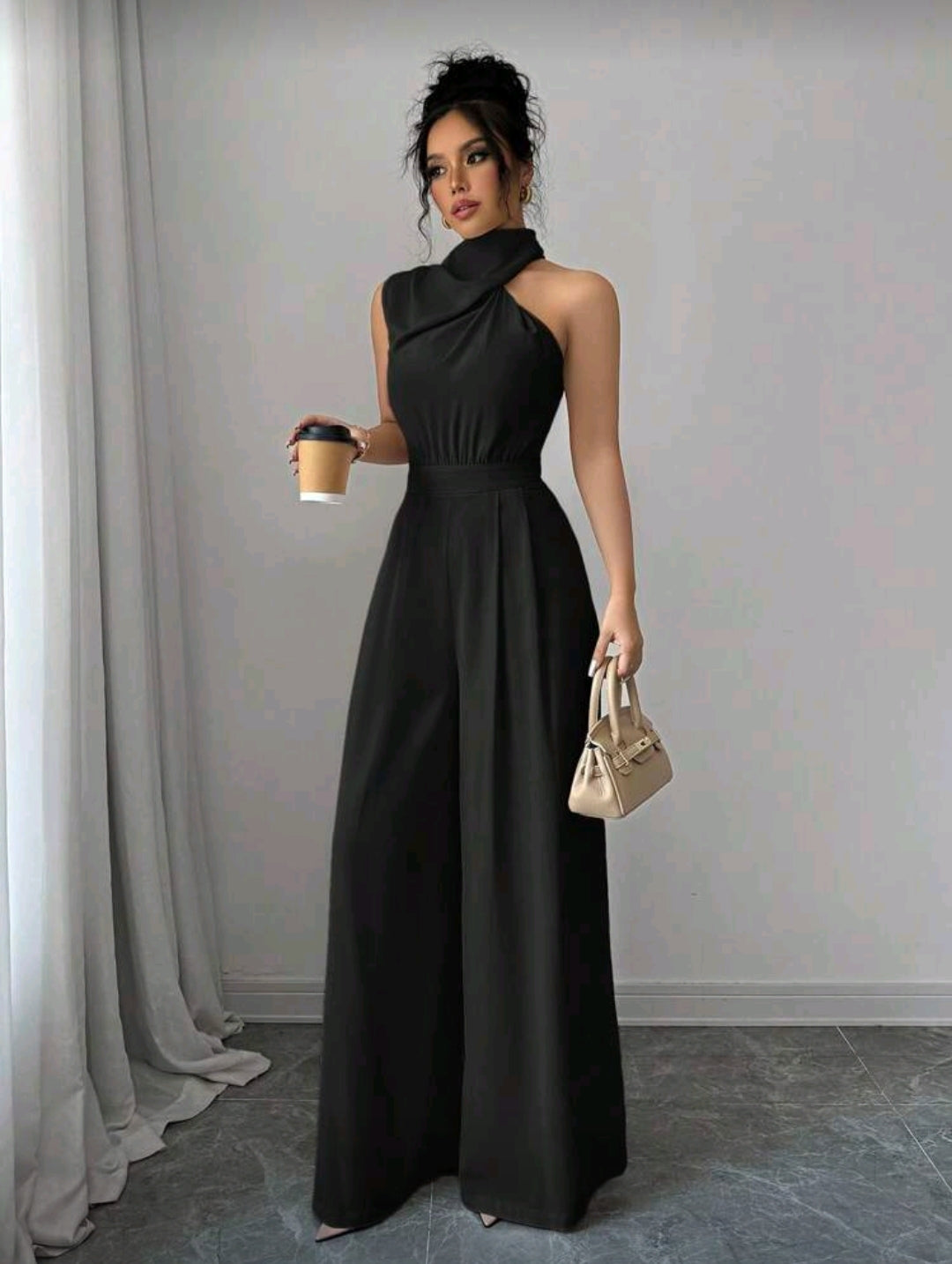 Jumpsuit Negro de pierna ancha