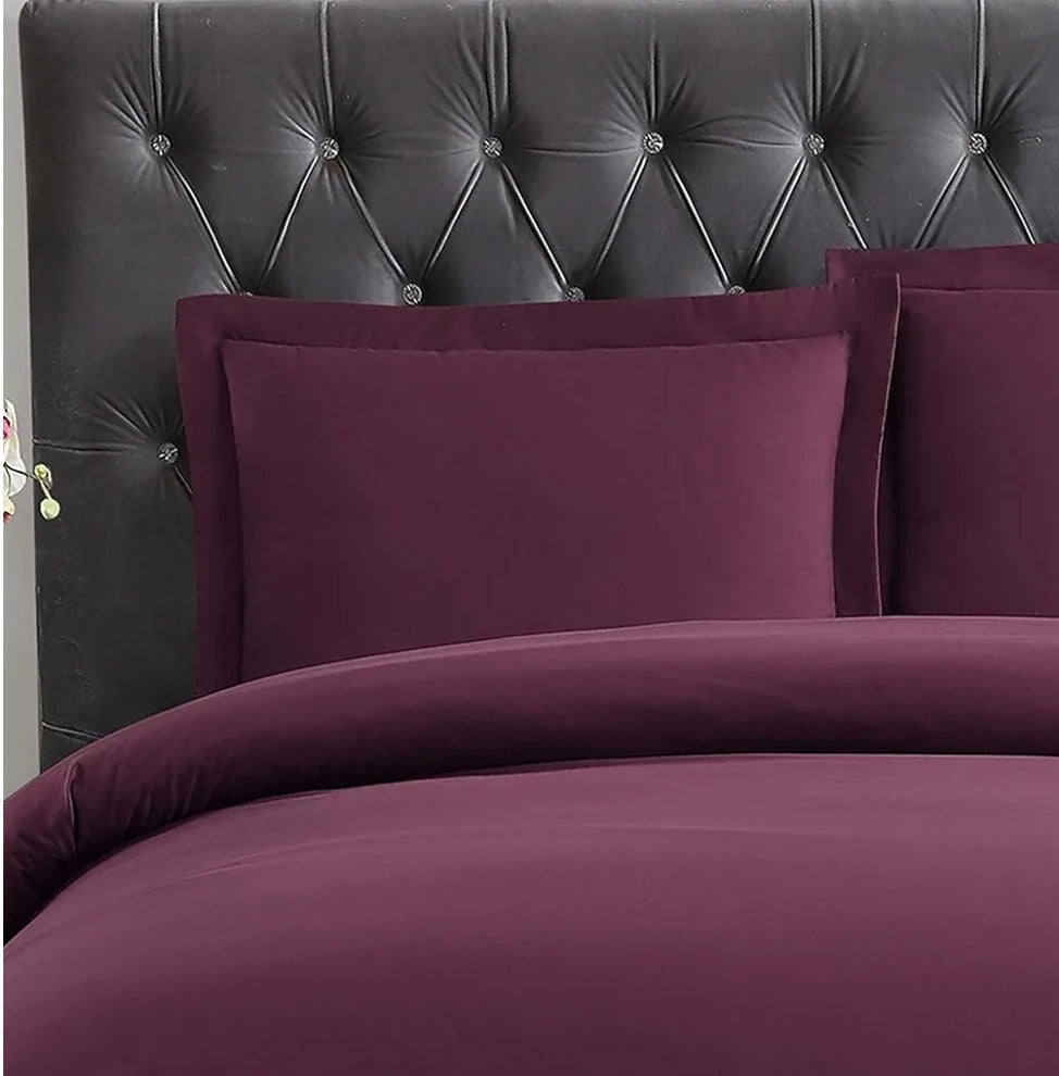 TRULY SOFT Everyday Duvet Set Burgundy Polyester 3 Piezas, Full/Queen Duvet Set, morado