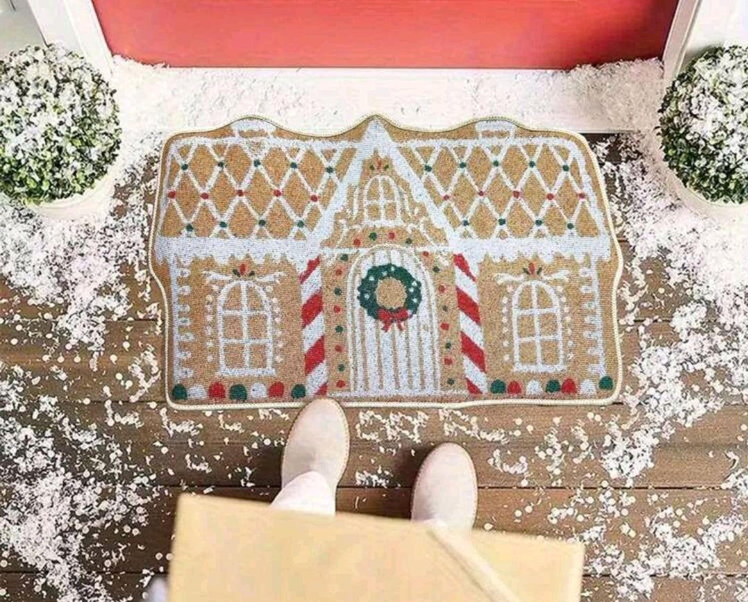Alfombra Navideña de Casa de Galleta de Jenjibre