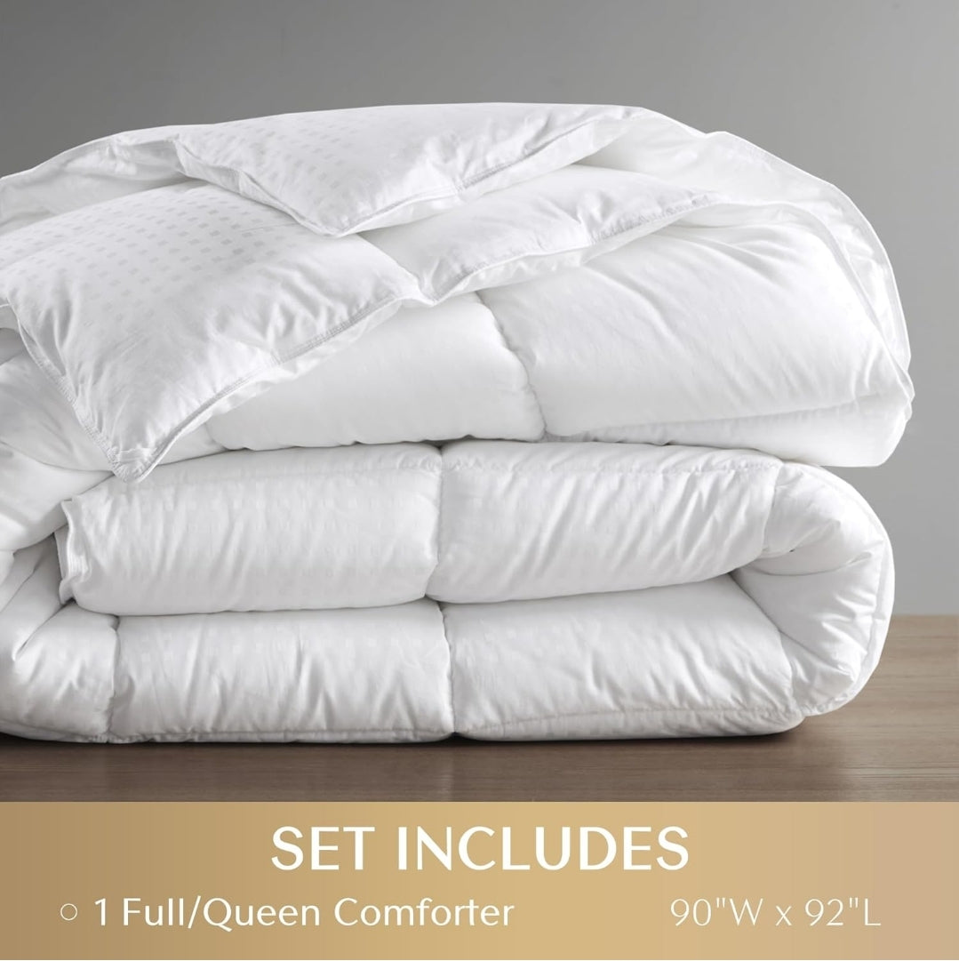 CROSCILL Queen Comforter Soft Cotton Dobby Top Design Solid Reverse, Blanco, 1 edredón
