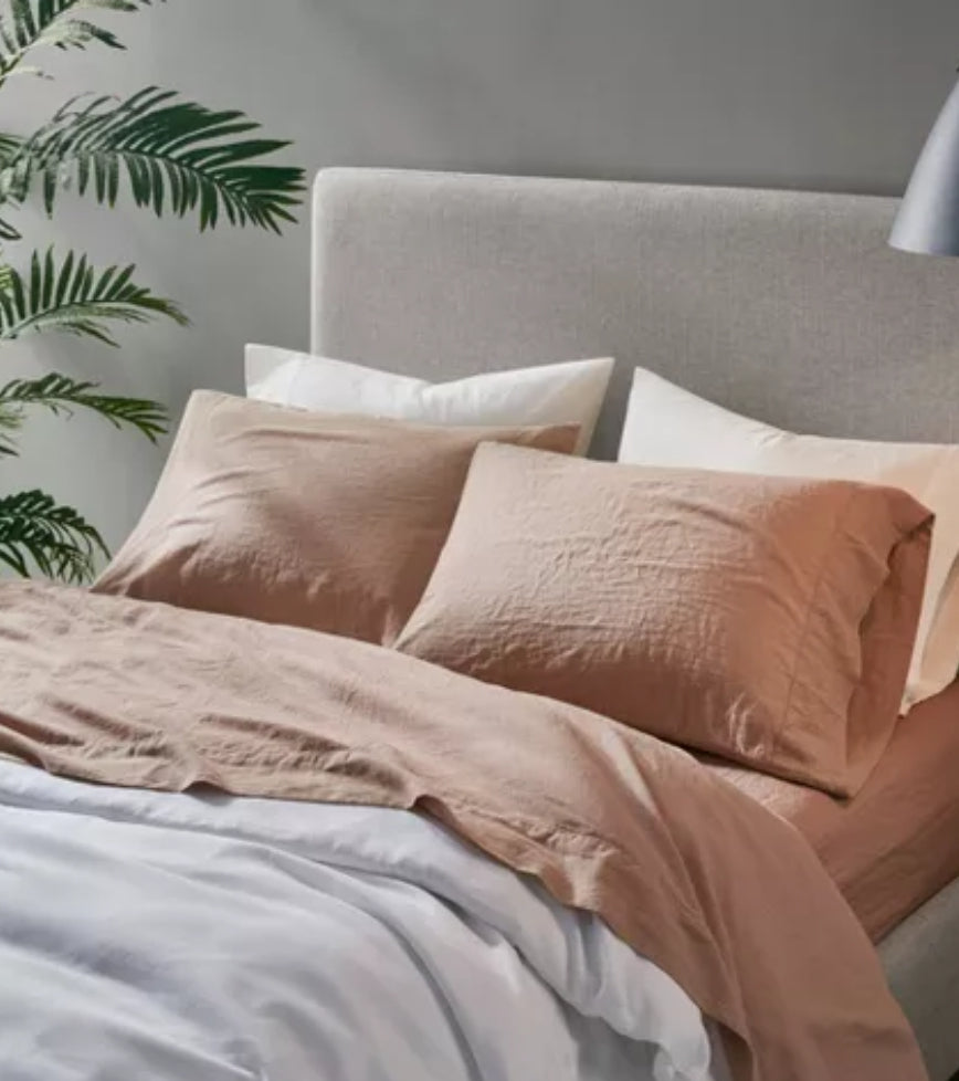 Madison Park Sheet Set 55% Cotton 45% Linen, Café, 4 Piezas, Full