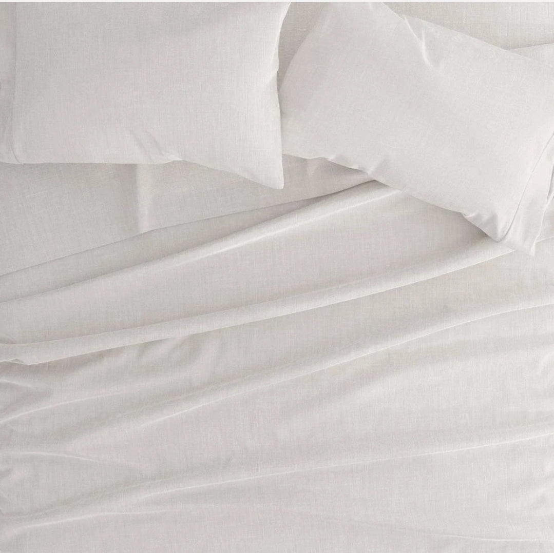 Linen Bamboo Blend Deep Pocket Bed Set, Beige, 4 Piezas, Queen